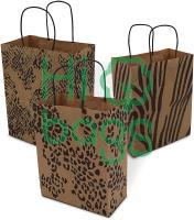 Animal Prints with Handles Brown Paper Bags M